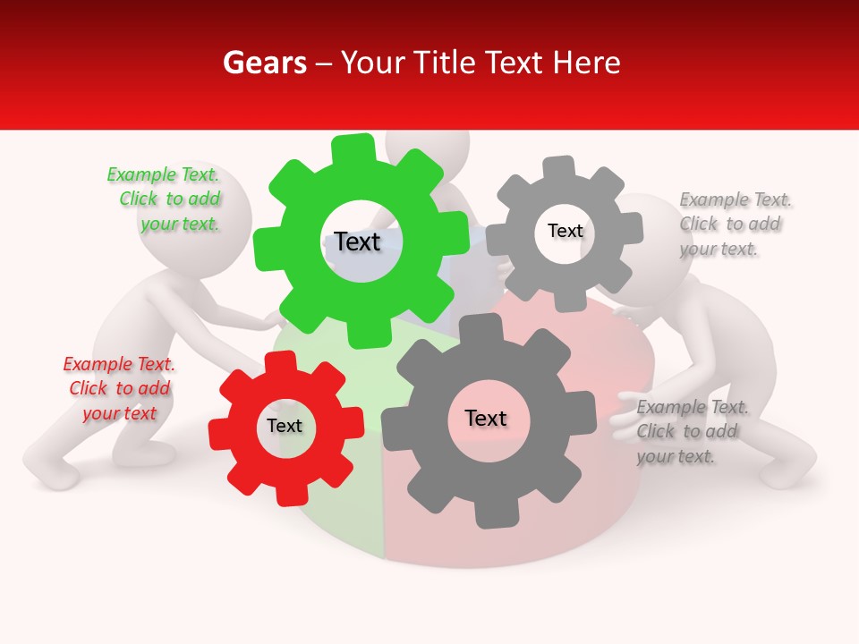 A Group Of People Standing Around A Pie Chart PowerPoint Template