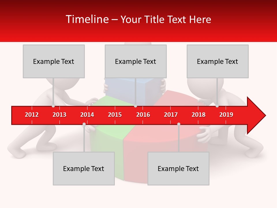 A Group Of People Standing Around A Pie Chart PowerPoint Template