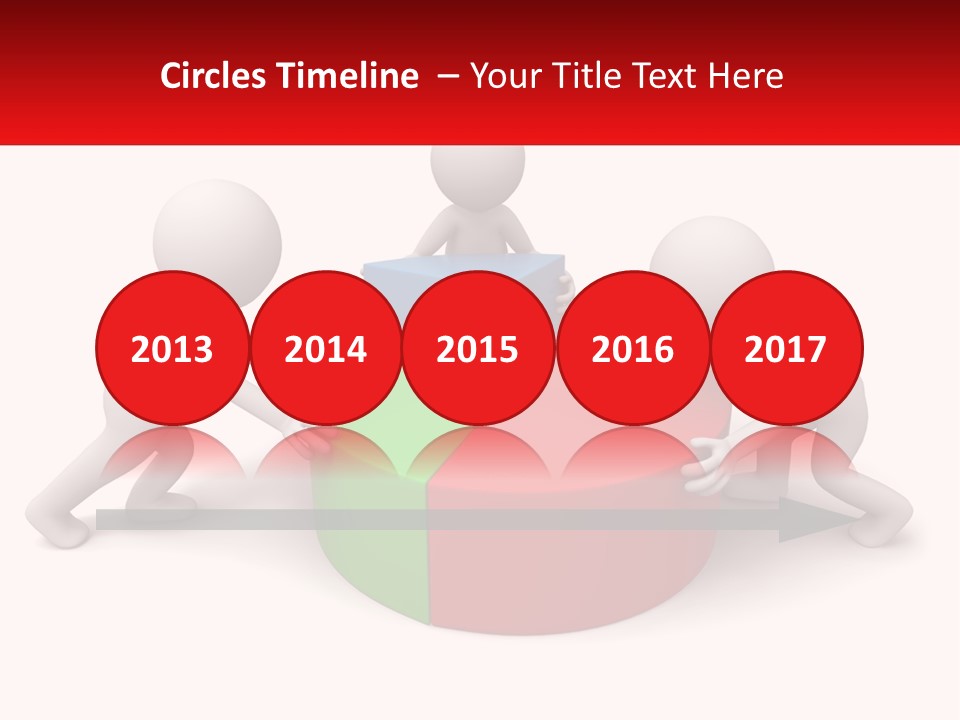 A Group Of People Standing Around A Pie Chart PowerPoint Template