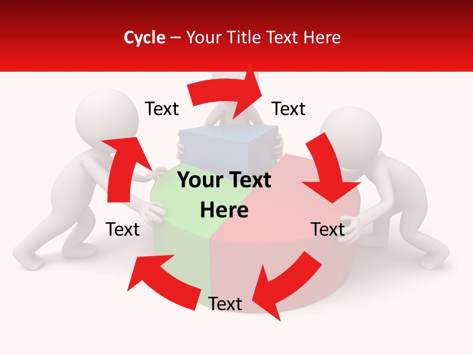 A Group Of People Standing Around A Pie Chart PowerPoint Template