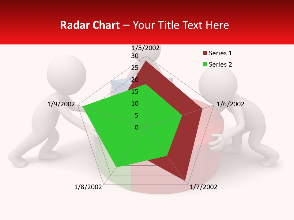 A Group Of People Standing Around A Pie Chart PowerPoint Template