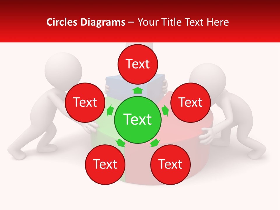 A Group Of People Standing Around A Pie Chart PowerPoint Template