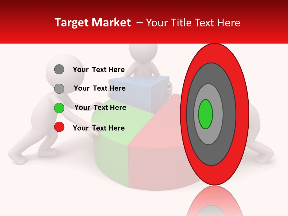 A Group Of People Standing Around A Pie Chart PowerPoint Template