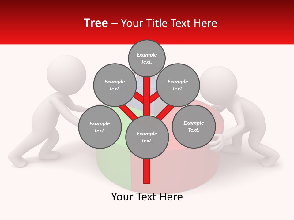 A Group Of People Standing Around A Pie Chart PowerPoint Template