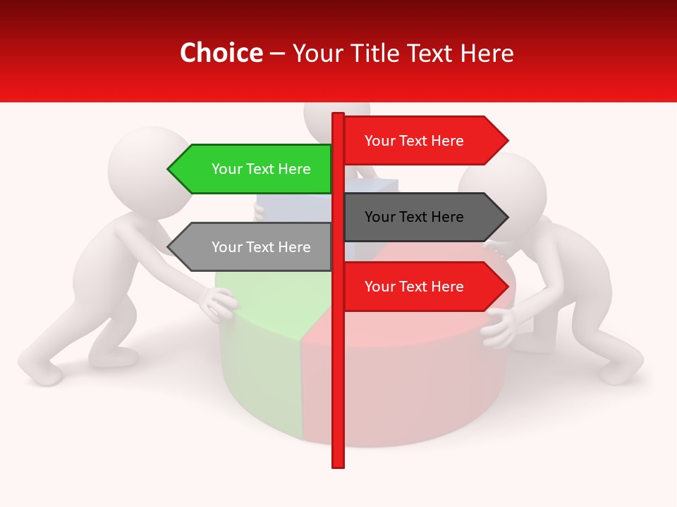 A Group Of People Standing Around A Pie Chart PowerPoint Template