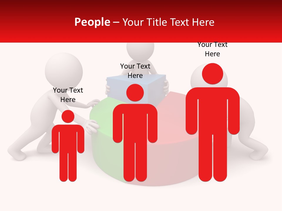 A Group Of People Standing Around A Pie Chart PowerPoint Template