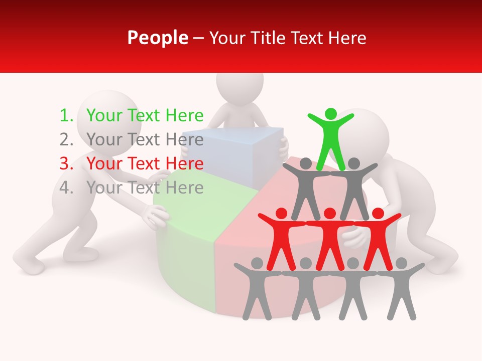 A Group Of People Standing Around A Pie Chart PowerPoint Template