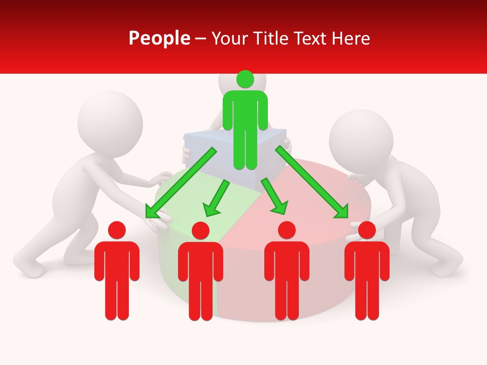 A Group Of People Standing Around A Pie Chart PowerPoint Template