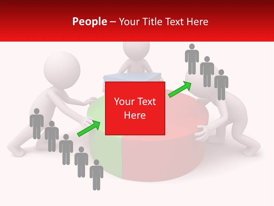 A Group Of People Standing Around A Pie Chart PowerPoint Template
