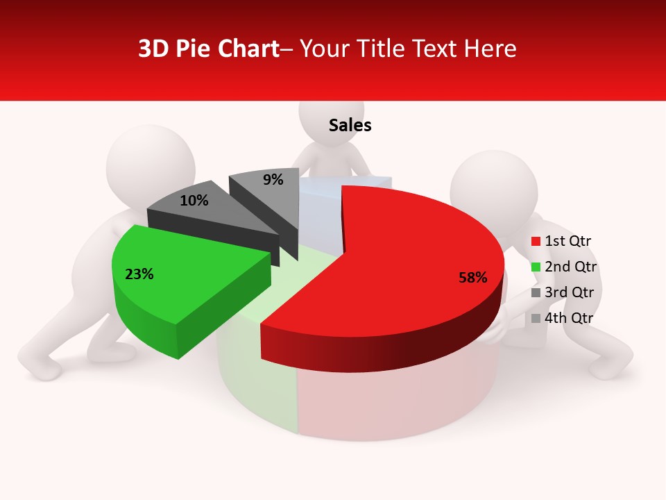 A Group Of People Standing Around A Pie Chart PowerPoint Template