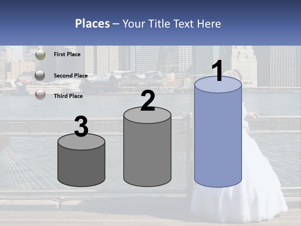 A Woman In A Wedding Dress Standing On A Pier PowerPoint Template