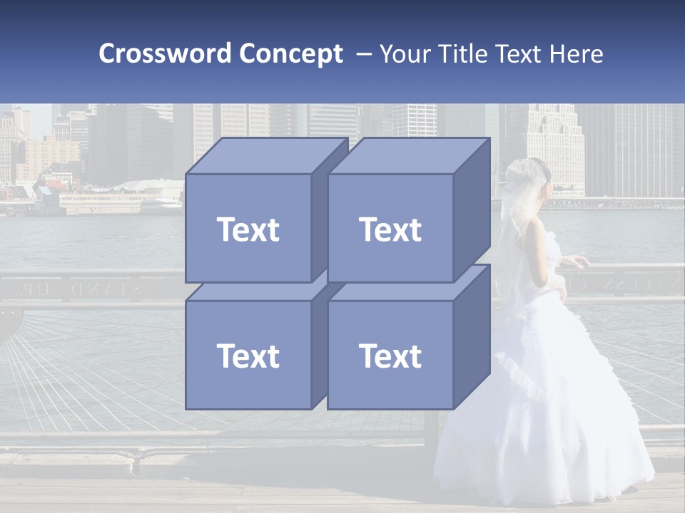 A Woman In A Wedding Dress Standing On A Pier PowerPoint Template