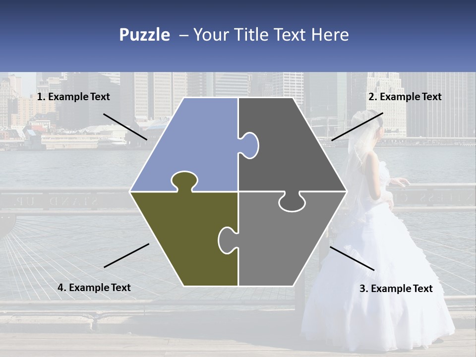 A Woman In A Wedding Dress Standing On A Pier PowerPoint Template