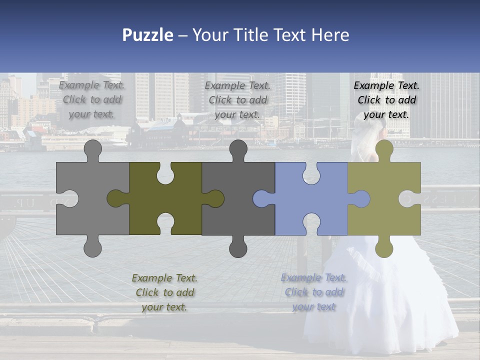 A Woman In A Wedding Dress Standing On A Pier PowerPoint Template