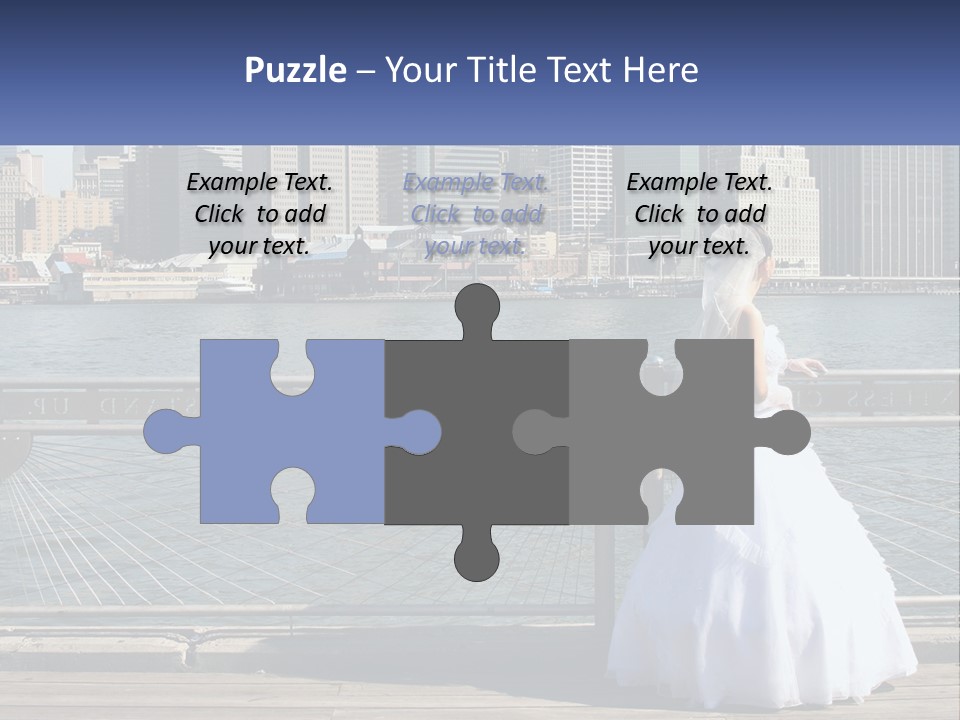 A Woman In A Wedding Dress Standing On A Pier PowerPoint Template