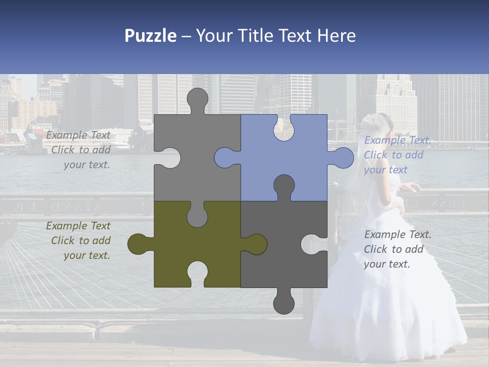 A Woman In A Wedding Dress Standing On A Pier PowerPoint Template