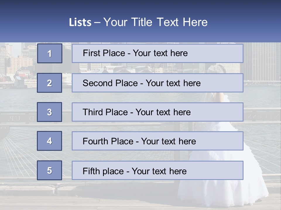 A Woman In A Wedding Dress Standing On A Pier PowerPoint Template