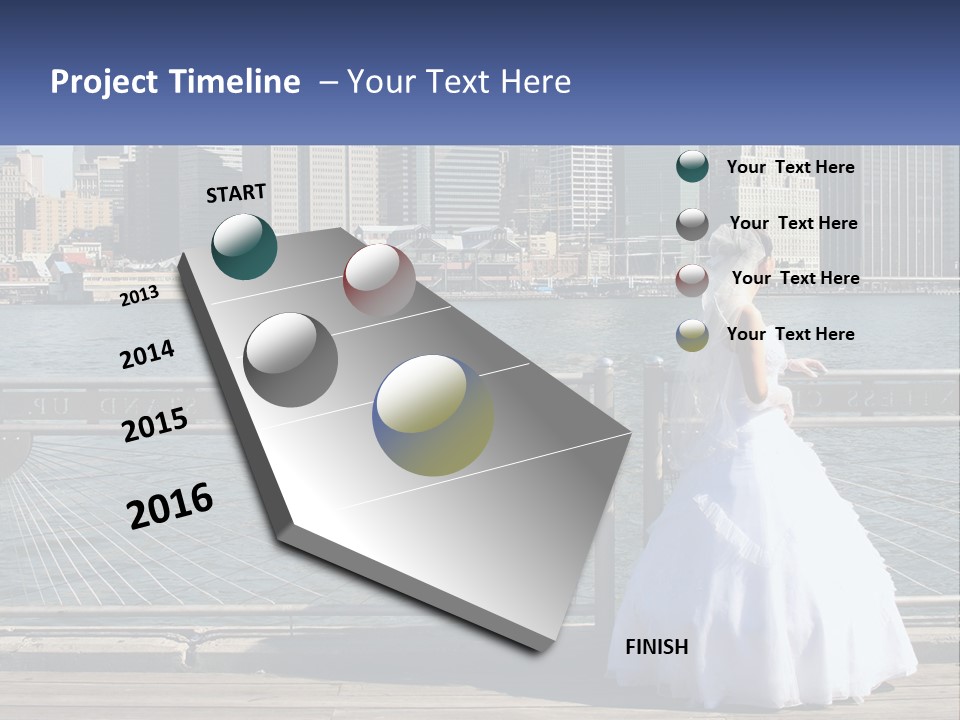 A Woman In A Wedding Dress Standing On A Pier PowerPoint Template