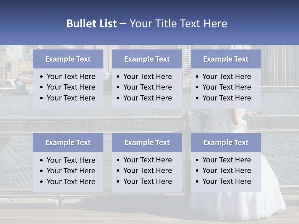 A Woman In A Wedding Dress Standing On A Pier PowerPoint Template