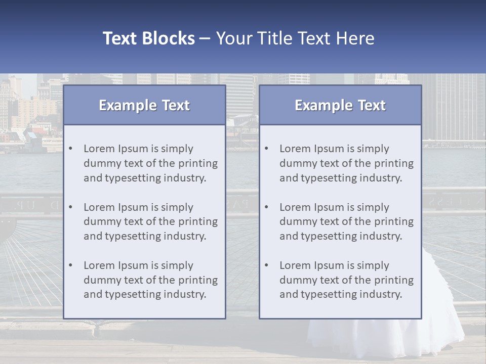 A Woman In A Wedding Dress Standing On A Pier PowerPoint Template