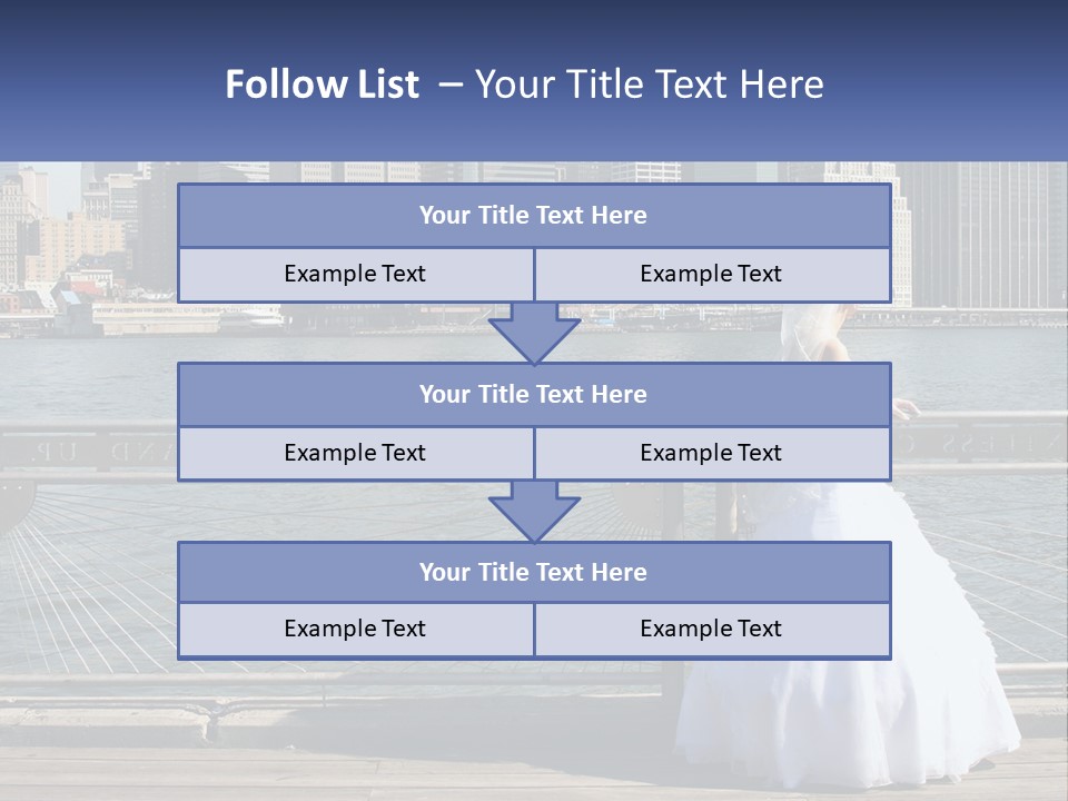 A Woman In A Wedding Dress Standing On A Pier PowerPoint Template