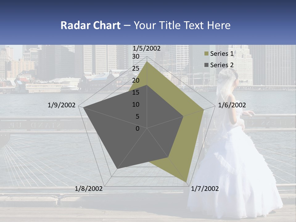 A Woman In A Wedding Dress Standing On A Pier PowerPoint Template