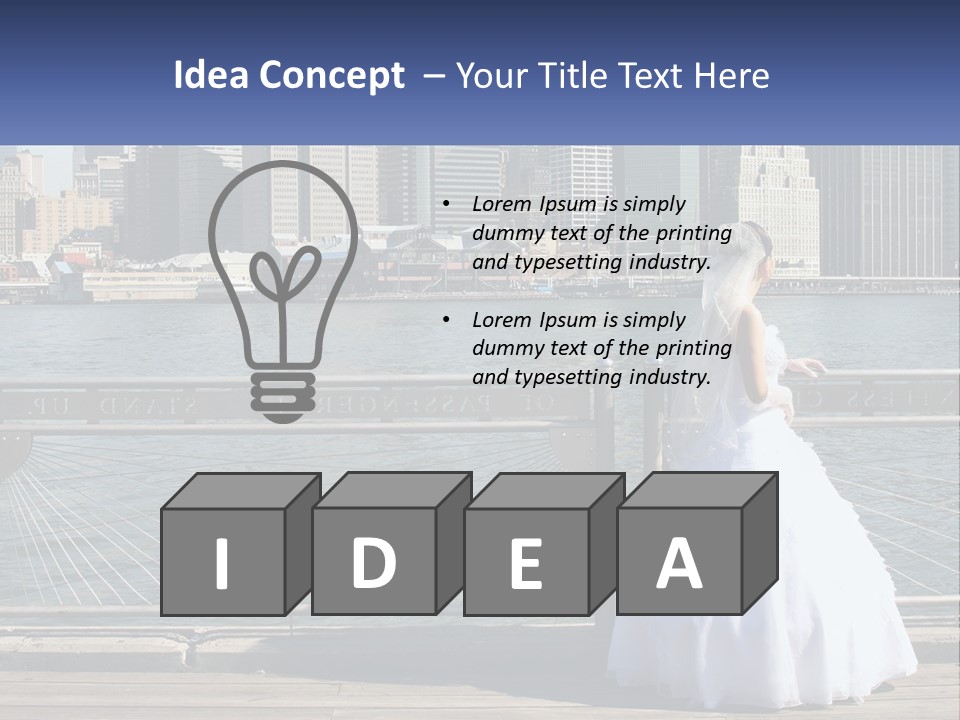 A Woman In A Wedding Dress Standing On A Pier PowerPoint Template
