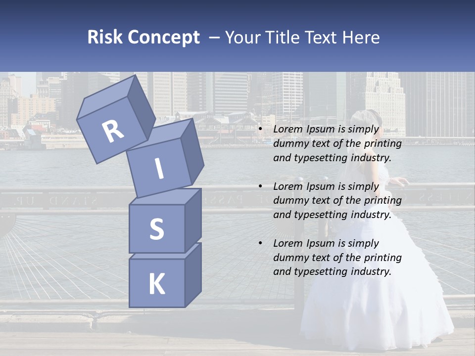 A Woman In A Wedding Dress Standing On A Pier PowerPoint Template