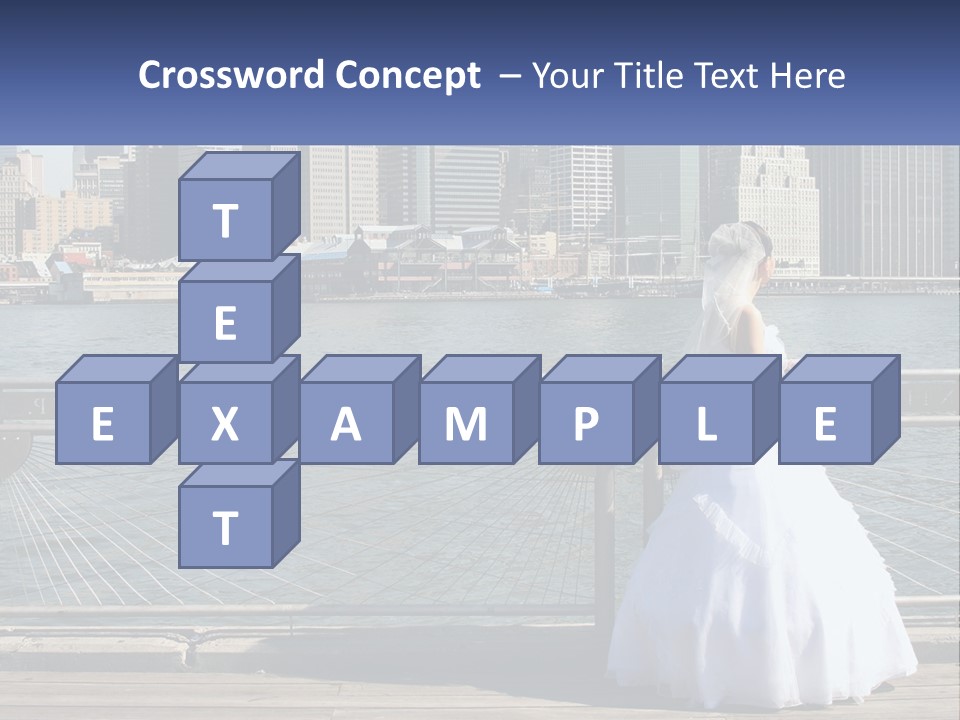 A Woman In A Wedding Dress Standing On A Pier PowerPoint Template