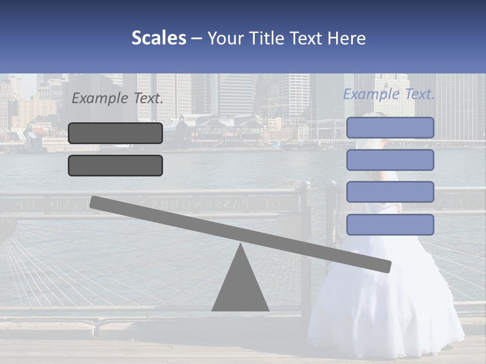 A Woman In A Wedding Dress Standing On A Pier PowerPoint Template