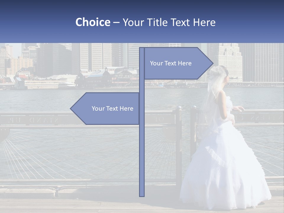 A Woman In A Wedding Dress Standing On A Pier PowerPoint Template