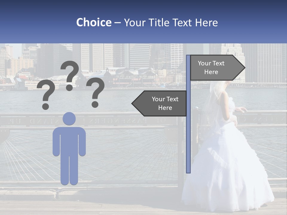 A Woman In A Wedding Dress Standing On A Pier PowerPoint Template