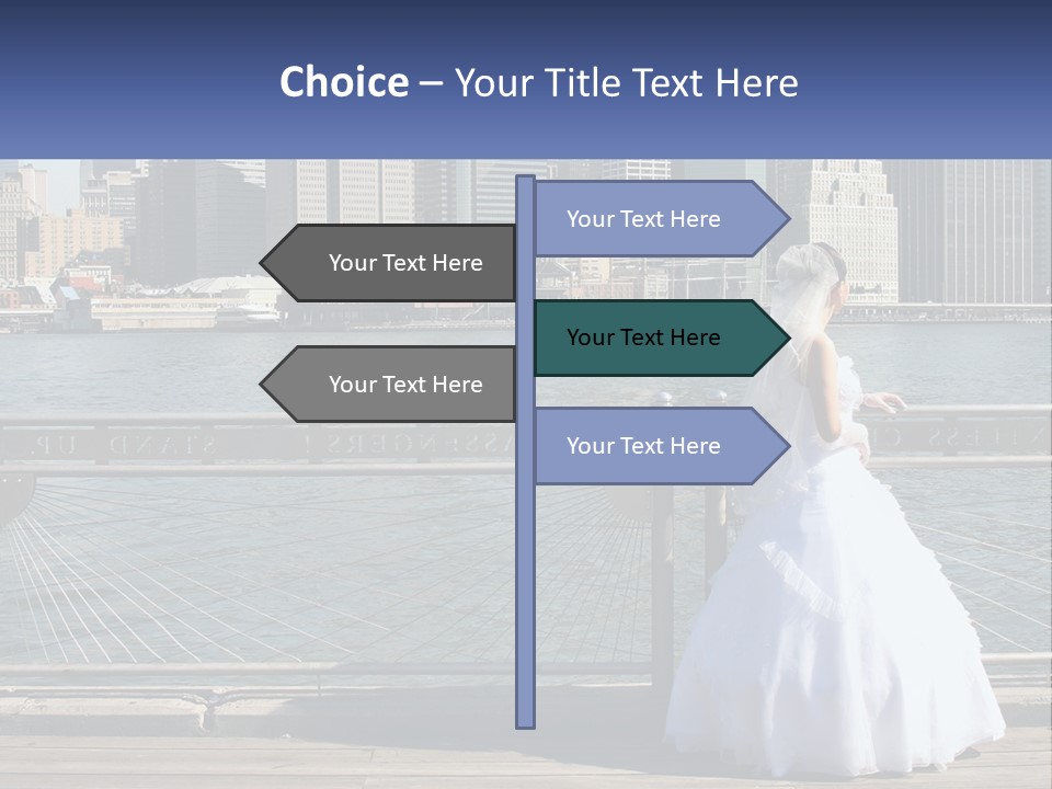 A Woman In A Wedding Dress Standing On A Pier PowerPoint Template