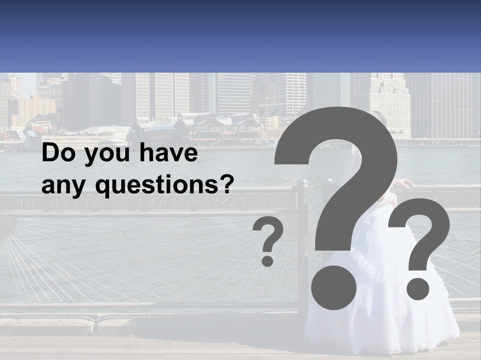 A Woman In A Wedding Dress Standing On A Pier PowerPoint Template