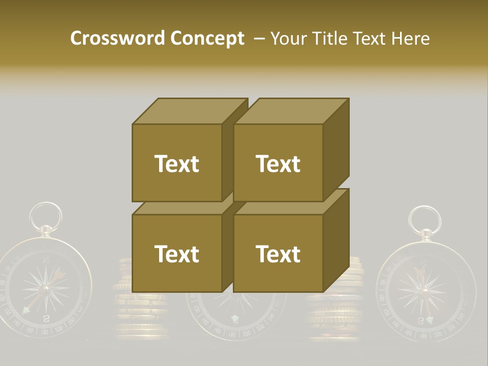 A Row Of Coins With A Compass On Top Of Them PowerPoint Template