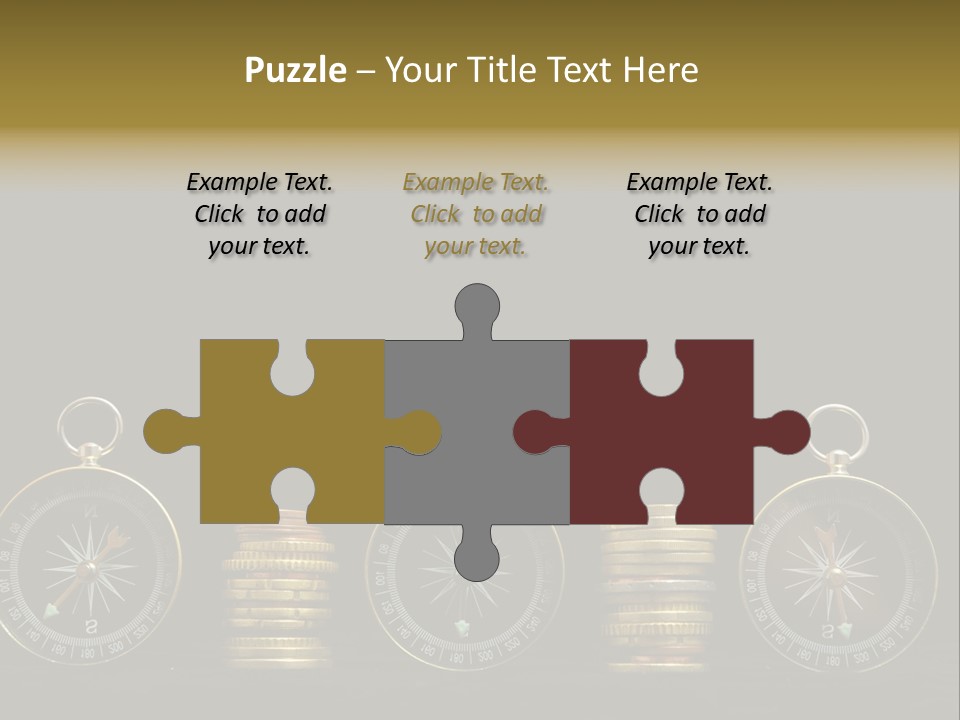 A Row Of Coins With A Compass On Top Of Them PowerPoint Template