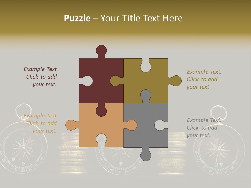 A Row Of Coins With A Compass On Top Of Them PowerPoint Template