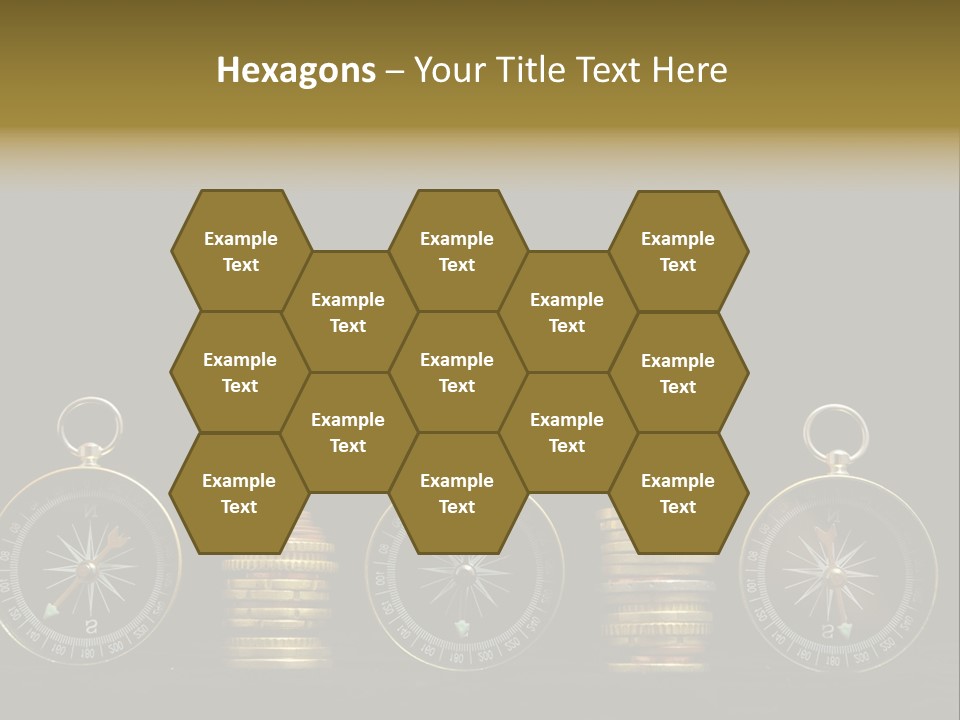 A Row Of Coins With A Compass On Top Of Them PowerPoint Template