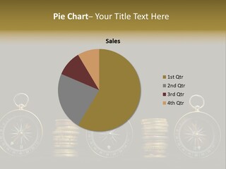 A Row Of Coins With A Compass On Top Of Them PowerPoint Template