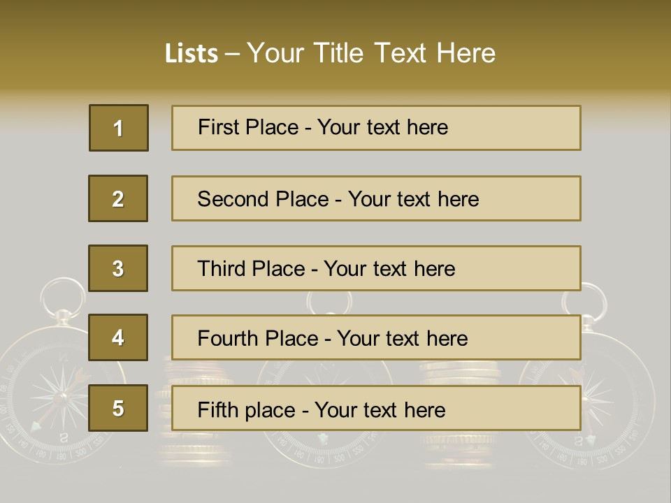 A Row Of Coins With A Compass On Top Of Them PowerPoint Template