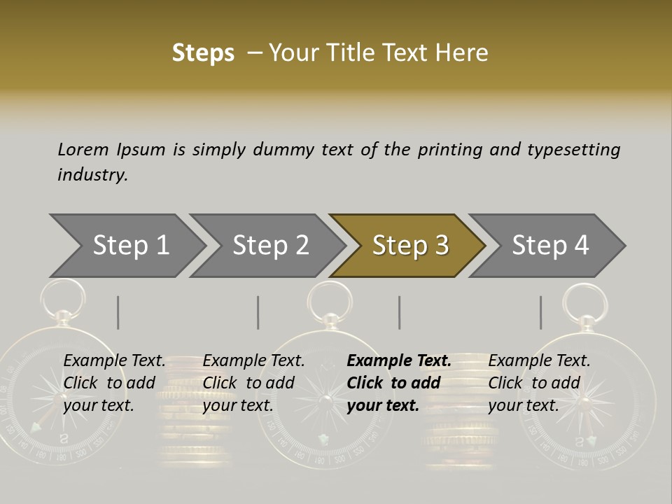 A Row Of Coins With A Compass On Top Of Them PowerPoint Template