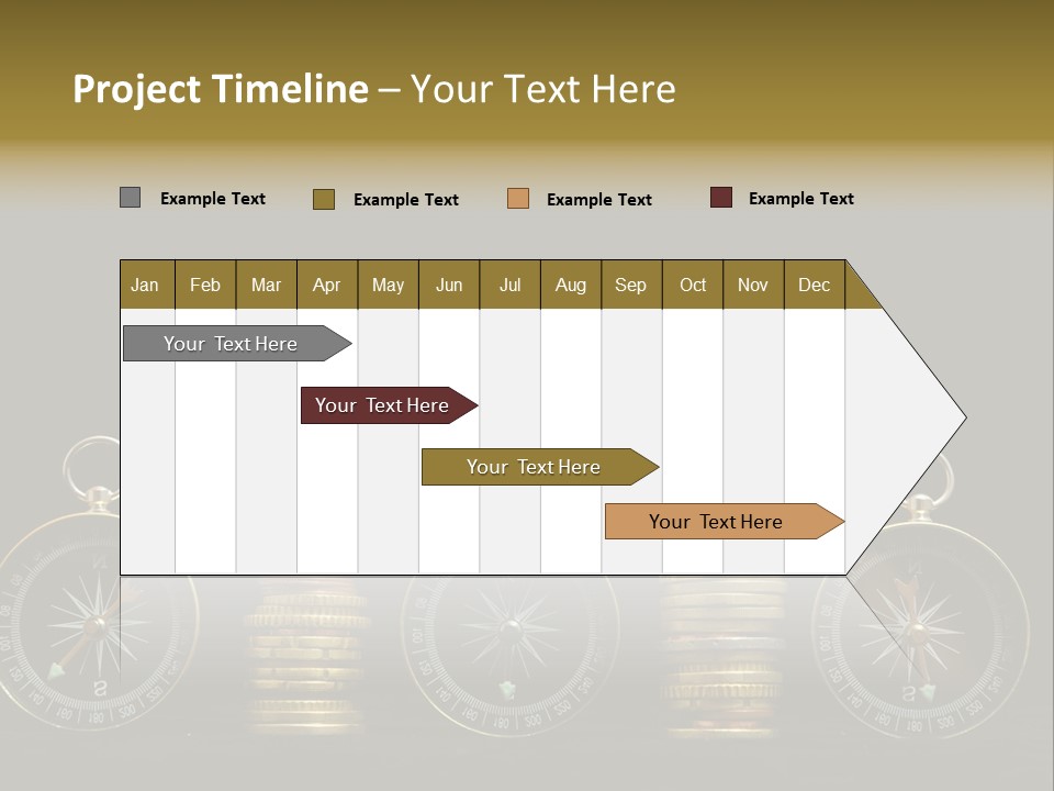 A Row Of Coins With A Compass On Top Of Them PowerPoint Template