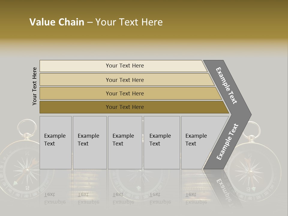 A Row Of Coins With A Compass On Top Of Them PowerPoint Template