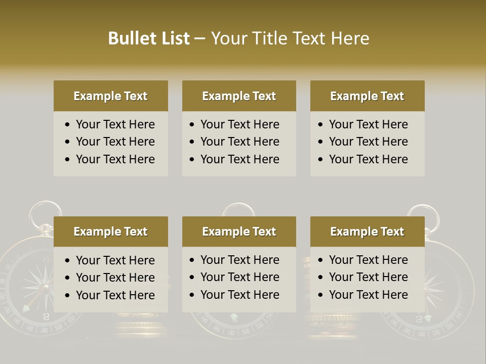 A Row Of Coins With A Compass On Top Of Them PowerPoint Template