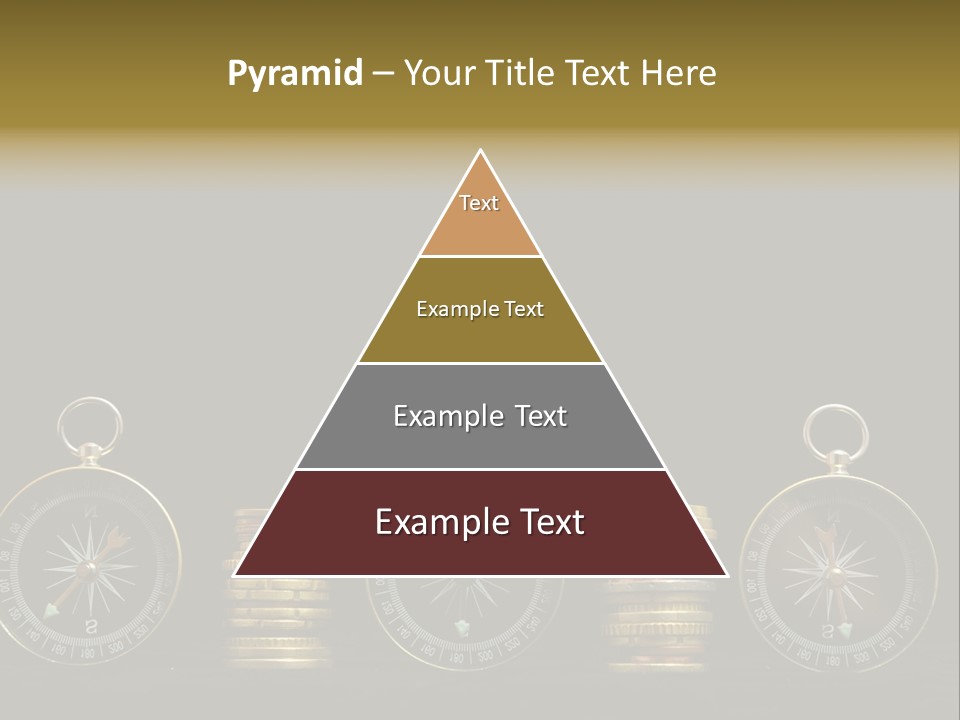 A Row Of Coins With A Compass On Top Of Them PowerPoint Template