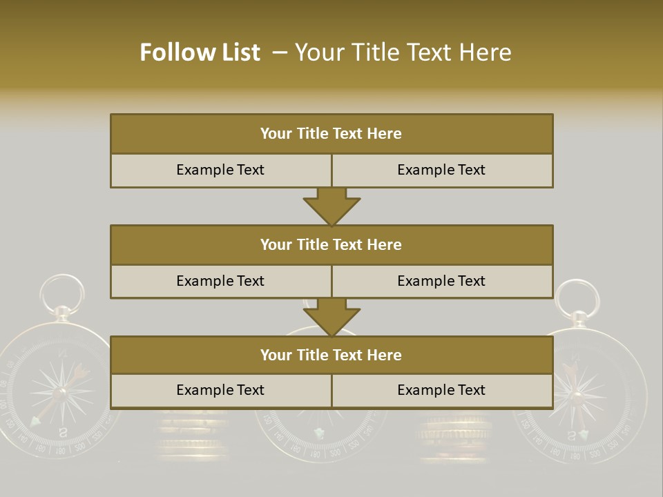 A Row Of Coins With A Compass On Top Of Them PowerPoint Template