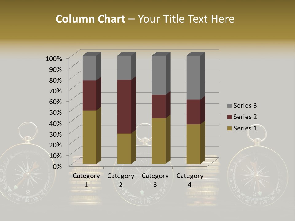 A Row Of Coins With A Compass On Top Of Them PowerPoint Template
