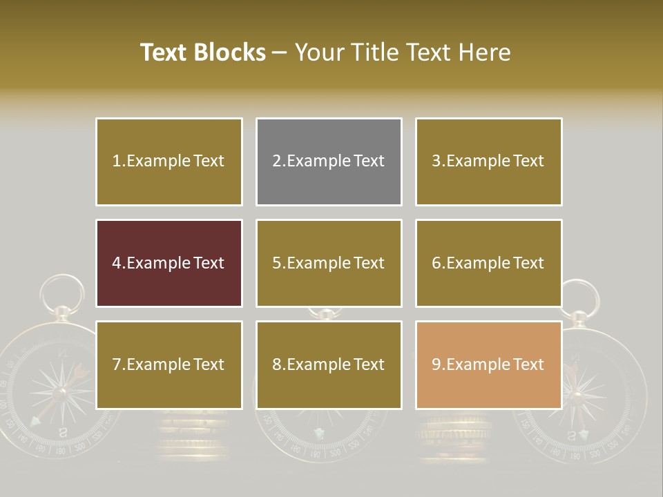 A Row Of Coins With A Compass On Top Of Them PowerPoint Template