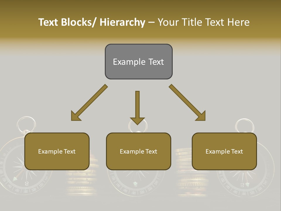 A Row Of Coins With A Compass On Top Of Them PowerPoint Template