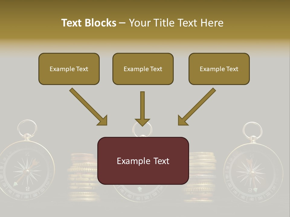A Row Of Coins With A Compass On Top Of Them PowerPoint Template